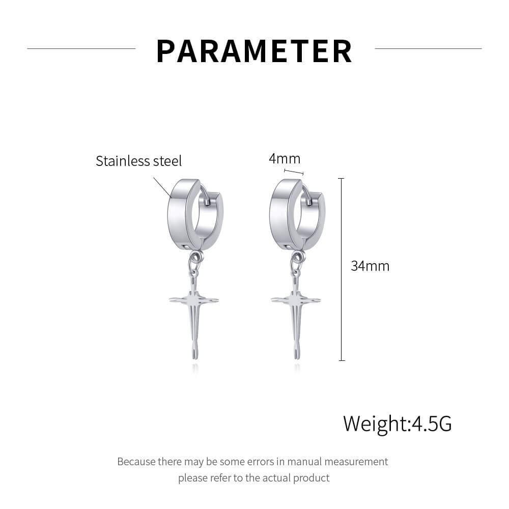 Náušnice chirurgická ocel s křížkem