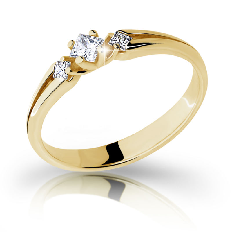 Zlatý zásnubní prsten DF 2105 se zirkony