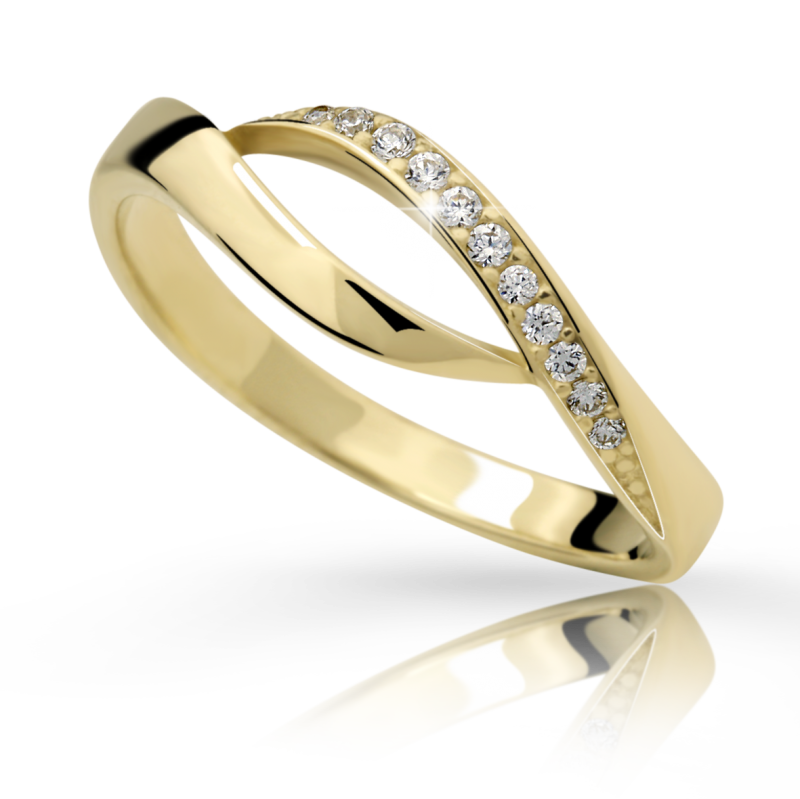 Zlatý zásnubní prsten DF 2346 se zirkony