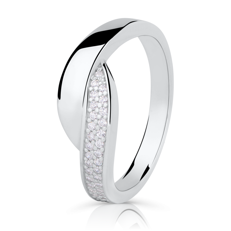 Netradiční zlatý zásnubní prsten DF 2548 se zirkony