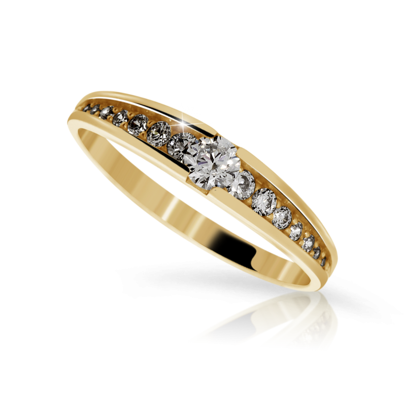 Zlatý zásnubní prsten DF 2804 se zirkony