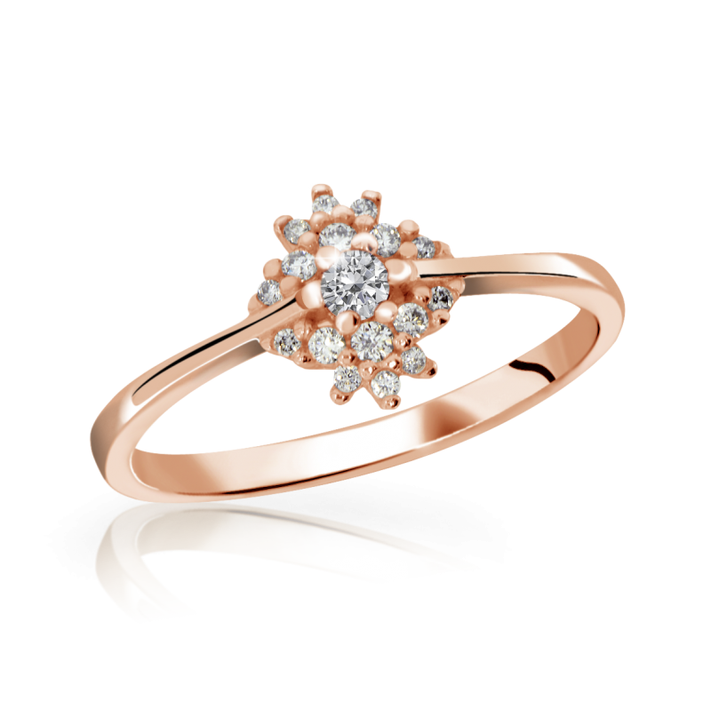 Zlatý zásnubní prsten DF 3055 se zirkony