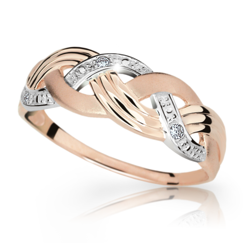 Zlatý zásnubní prsten DF 1848 se zirkony