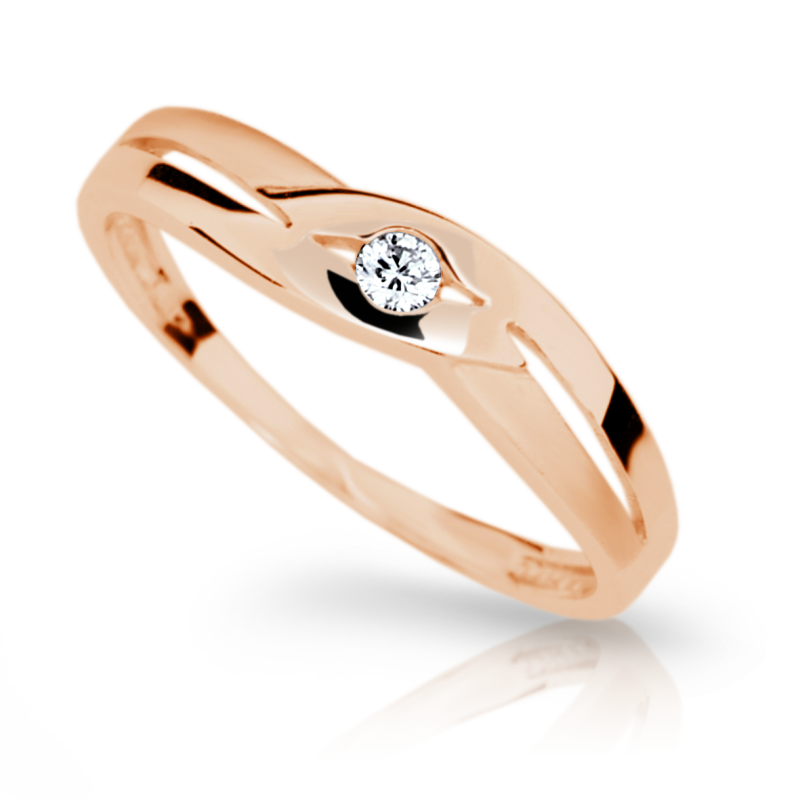 Zlatý zásnubní prsten DF1776 se zirkony