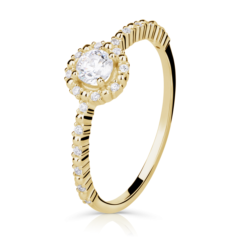 Zlatý zásnubní prsten DF 2864 se zirkony