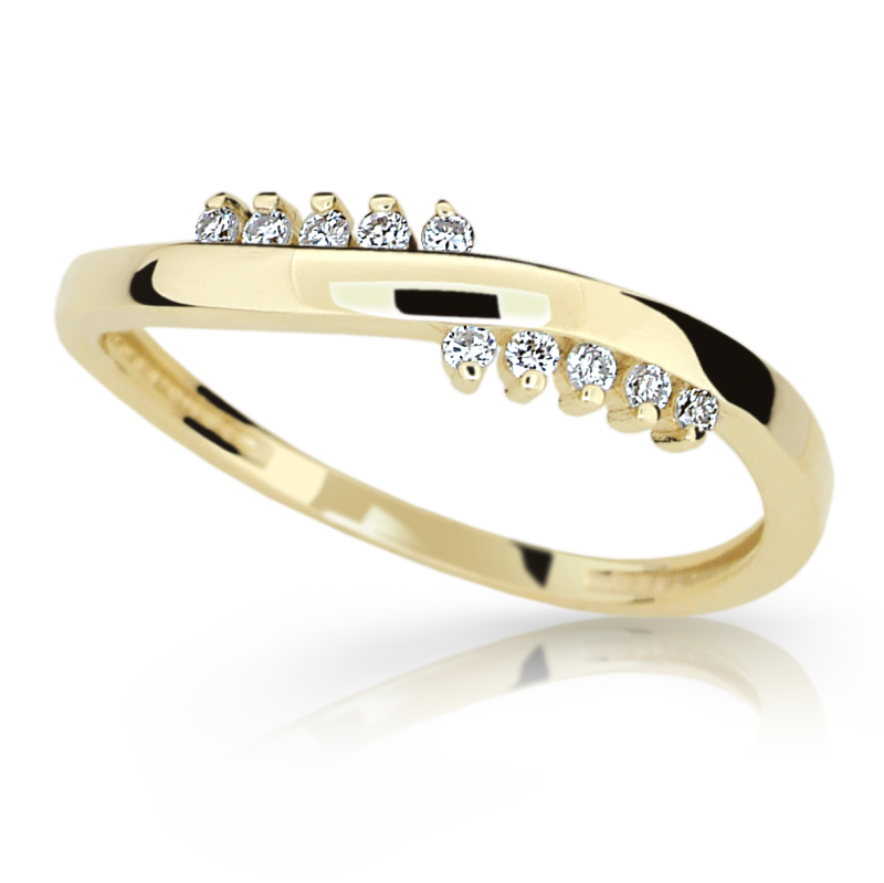 Zlatý zásnubní prsten DF 2064 se zirkony