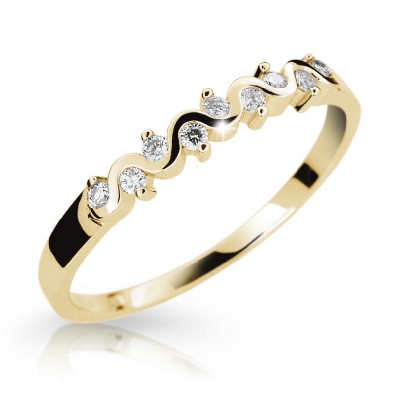 Zlatý zásnubní prsten DF 2086 se zirkony