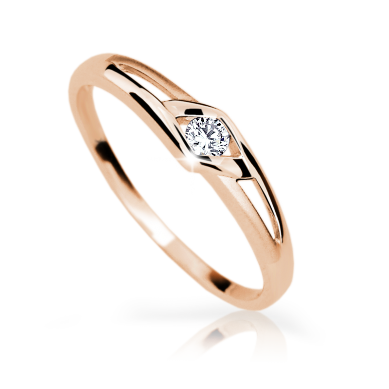 Zlatý zásnubní prsten DF 1633 se zirkony