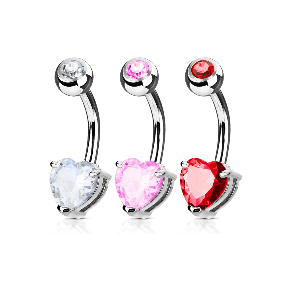 Piercing do pupíku z chirurgické oceli srdíčko