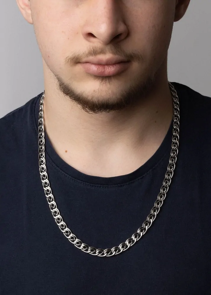 Ocelový set náramku a náhrdelníku Paper Clip 8mm