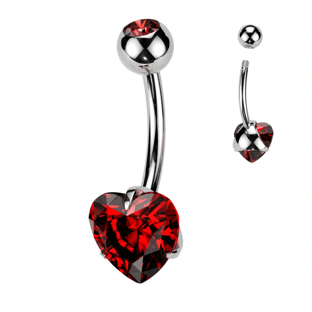 Titanový piercing do pupíku srdce