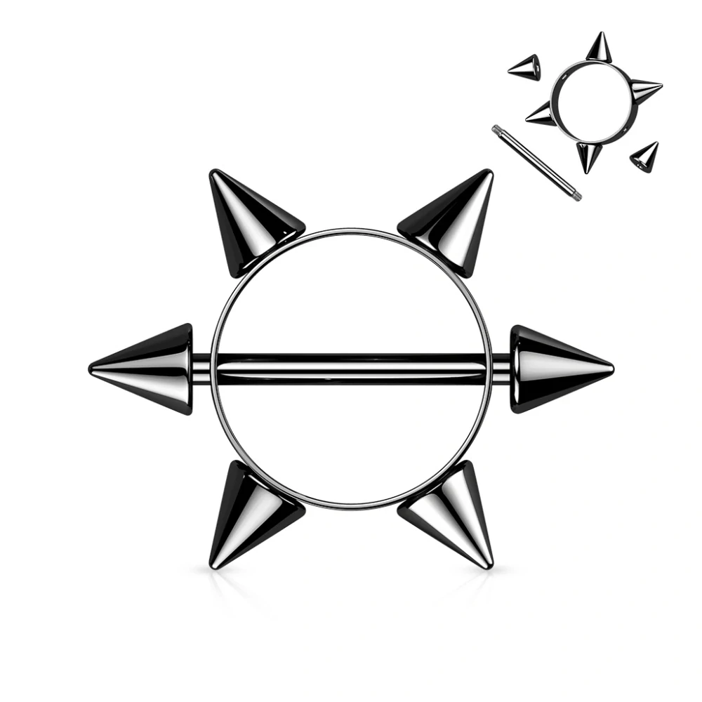 Piercing do bradavky se štítem s hroty