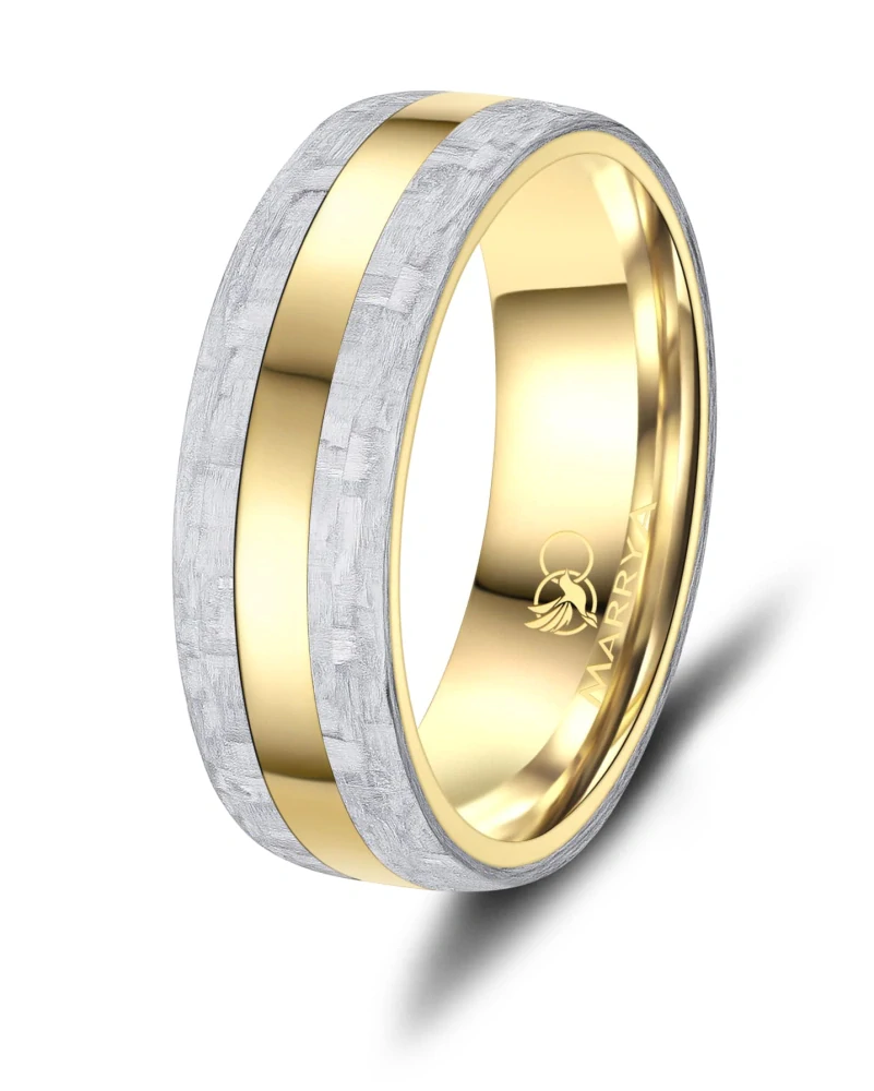 Snubní prsteny Síla oceli, styl karbonu Gold