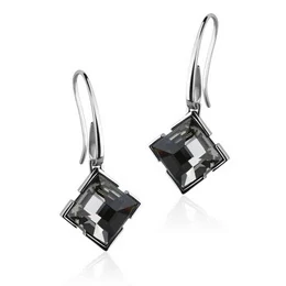 Visací náušnice z chirurgické oceli se Swarovski® Crystals Black Diamond 12 mm