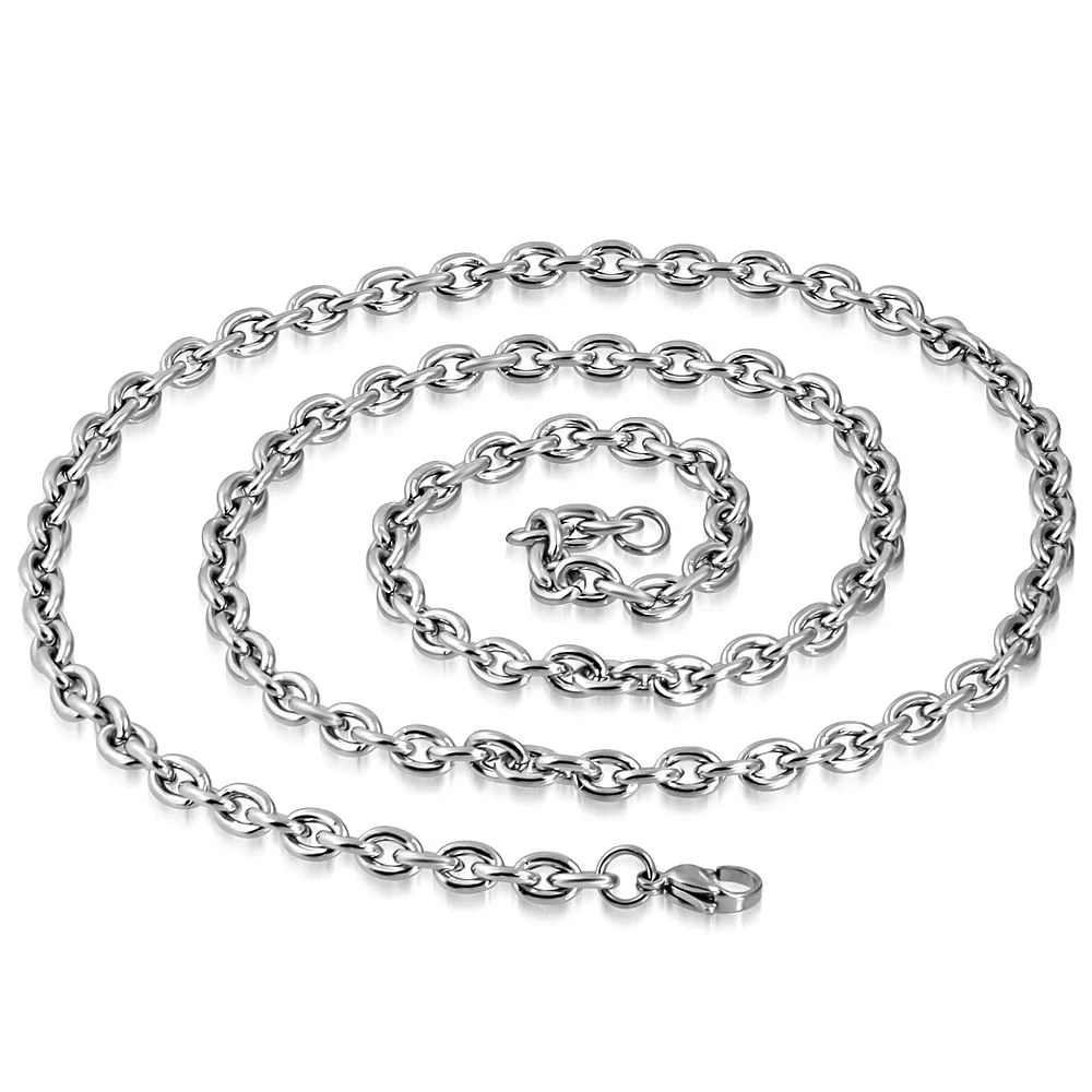 Klasický ocelový řetízek Silver 6 mm – stříbrná barva