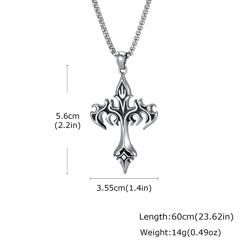 Náhrdelník z nerezové oceli s křížem Fleur-de-Lis