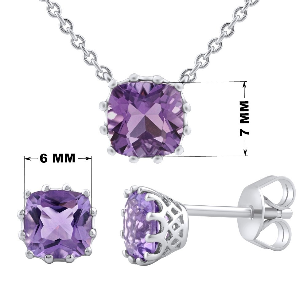 Stříbrný set šperků - náušnice a přívěsek s pravým ametystem