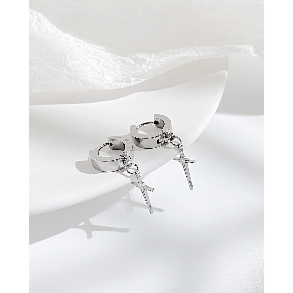 Náušnice chirurgická ocel s křížkem