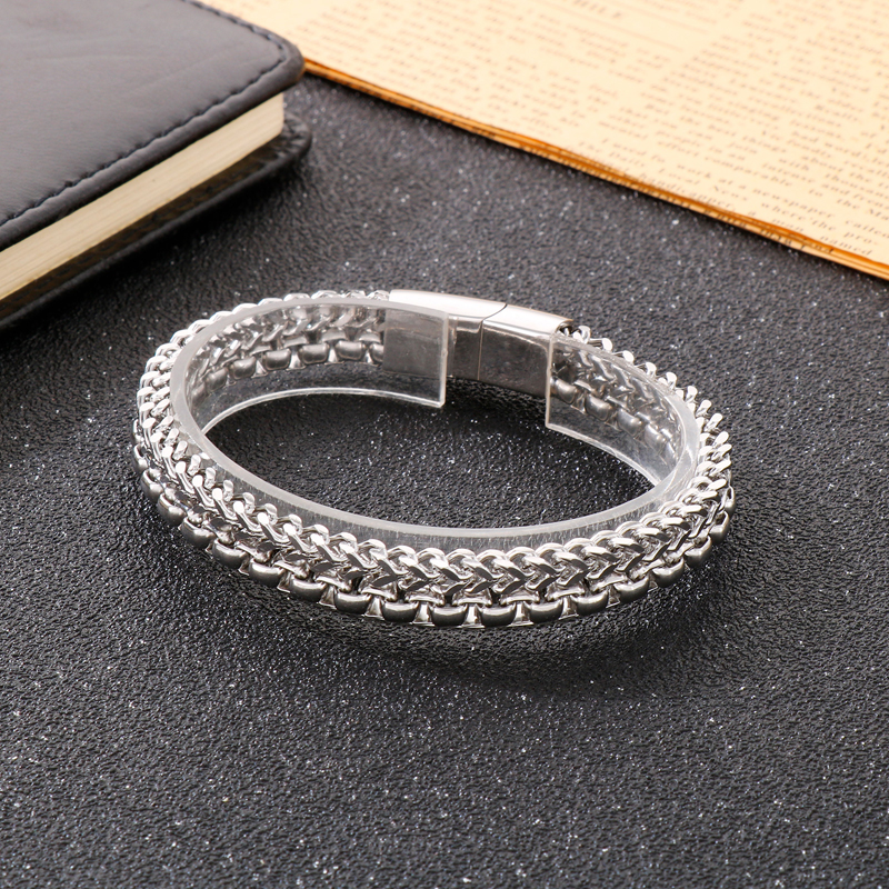 Ocelový náramek Hip-Hop v barvě šedá patina 21 cm