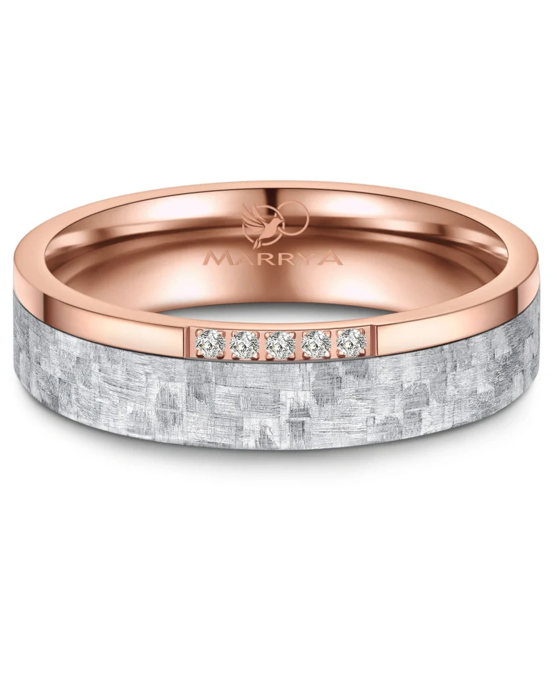 Snubní prsteny Síla oceli, styl karbonu Rose Gold