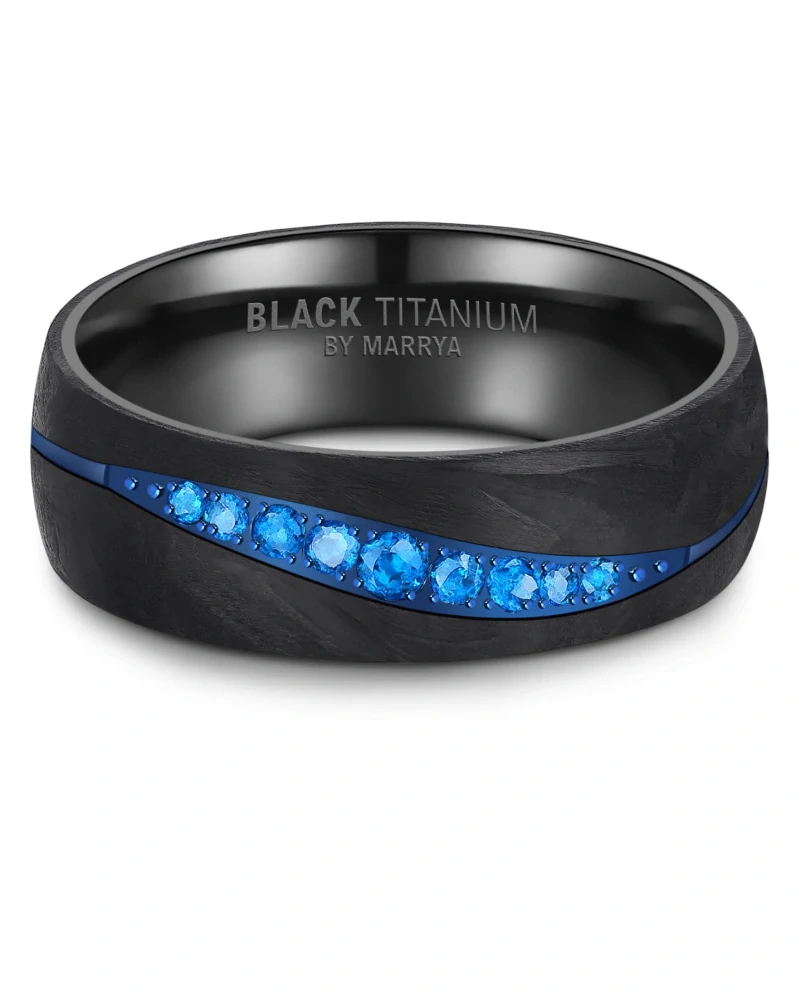 Luxusní snubní prsteny Black Titanium – Modrý oceán