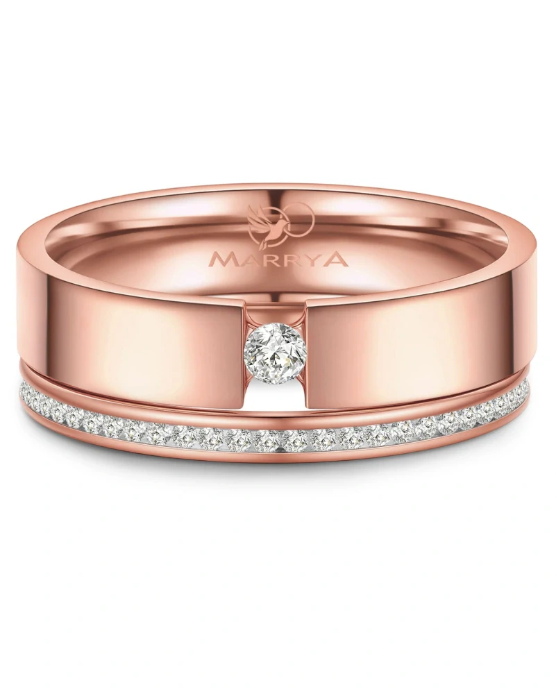 Dokonalá souhra tří snubních prstenů Rose Gold z oceli