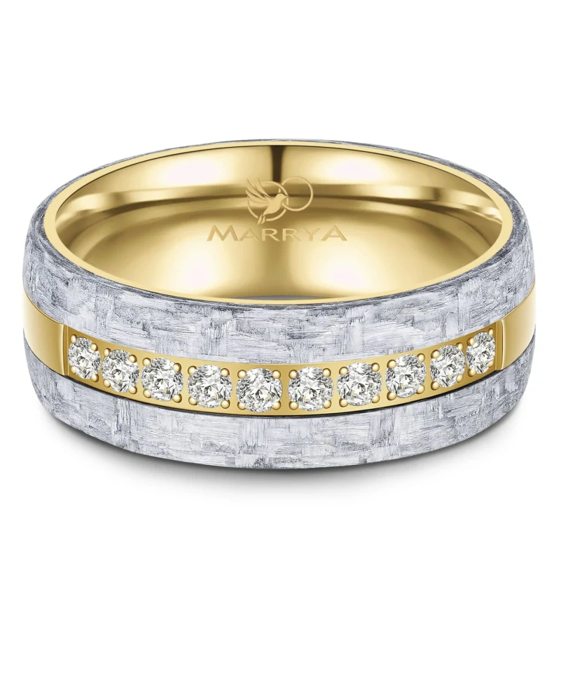 Snubní prsteny Síla oceli, styl karbonu Gold