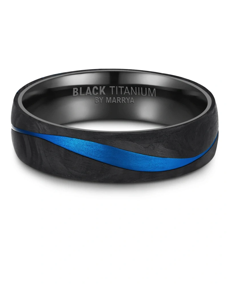 Luxusní snubní prsteny Black Titanium – Modrý oceán
