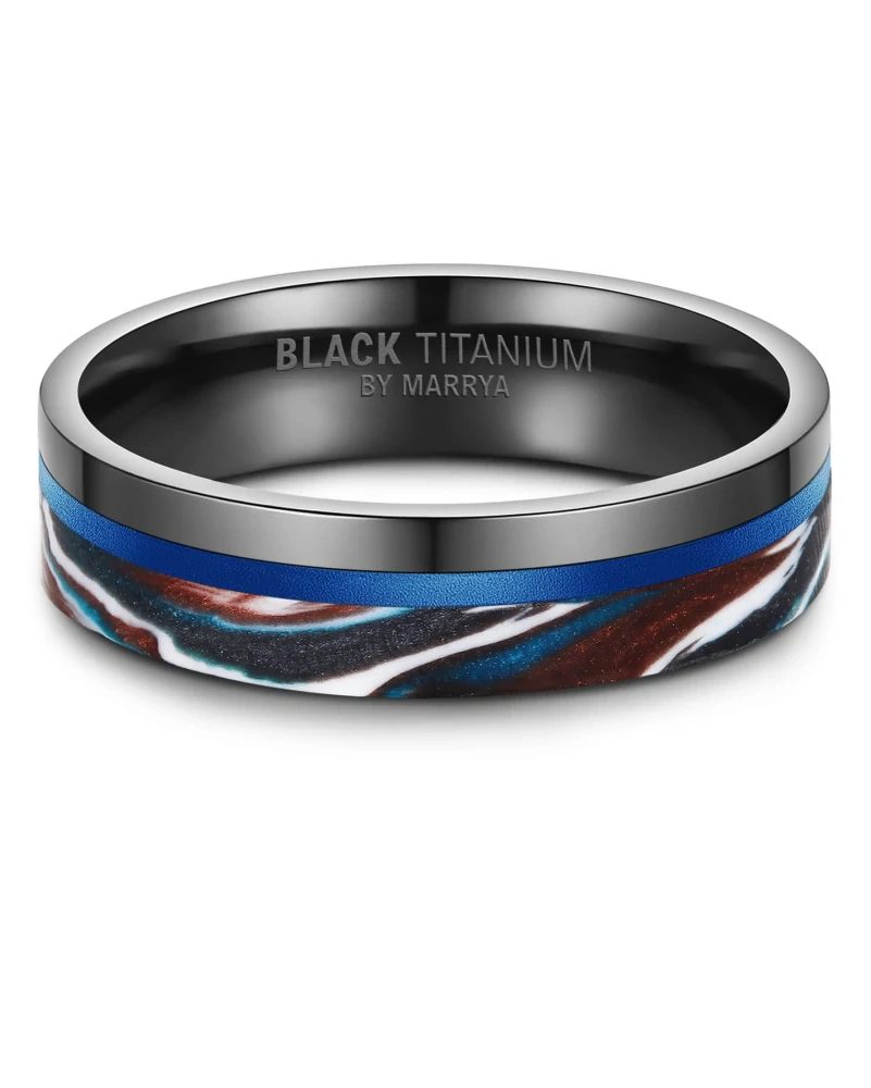 Luxusní snubní prsteny Black Titanium – Modrý oceán