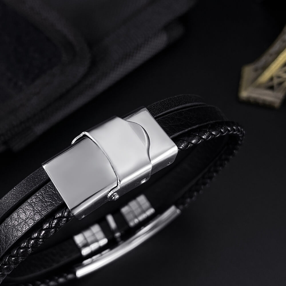 Kožený náramek IP Bead Multilayer