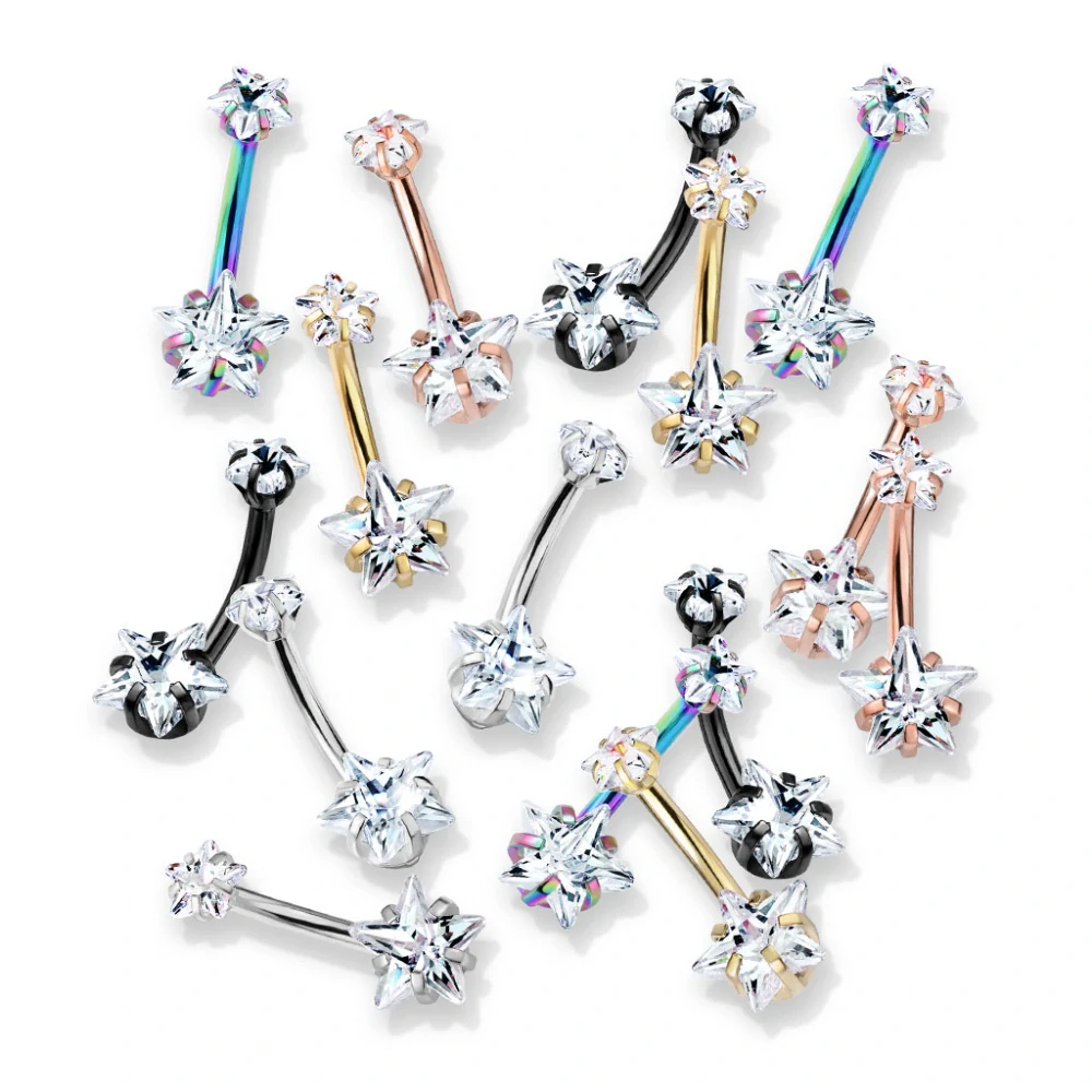 Piercing do pupíku - banánek s kamenem Hvězda