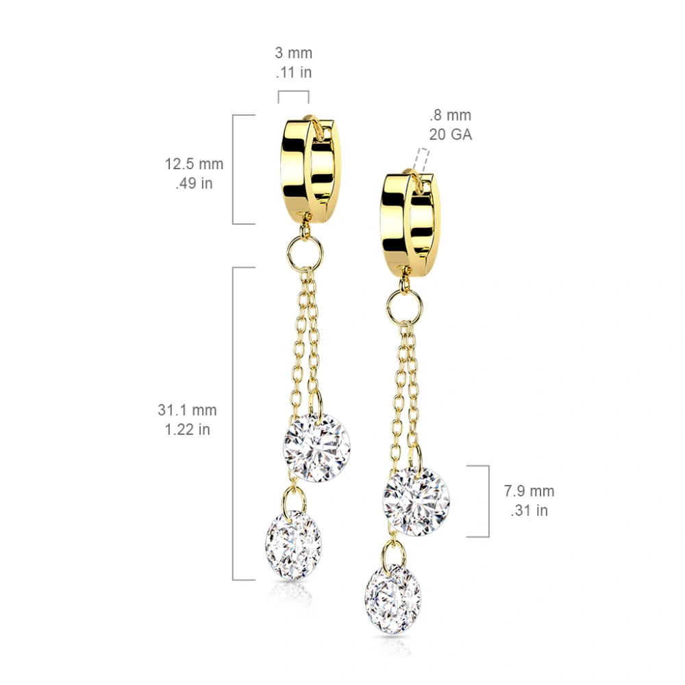 Ocelové náušnice s čirými kameny