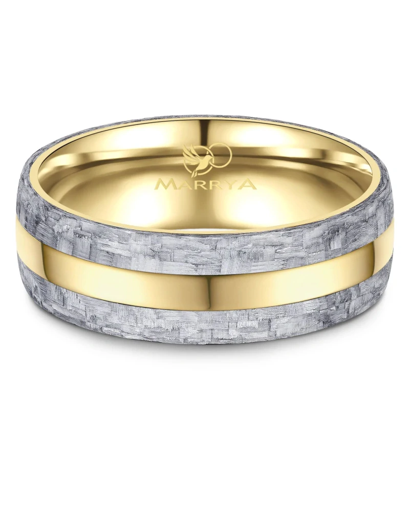 Snubní prsteny Síla oceli, styl karbonu Gold