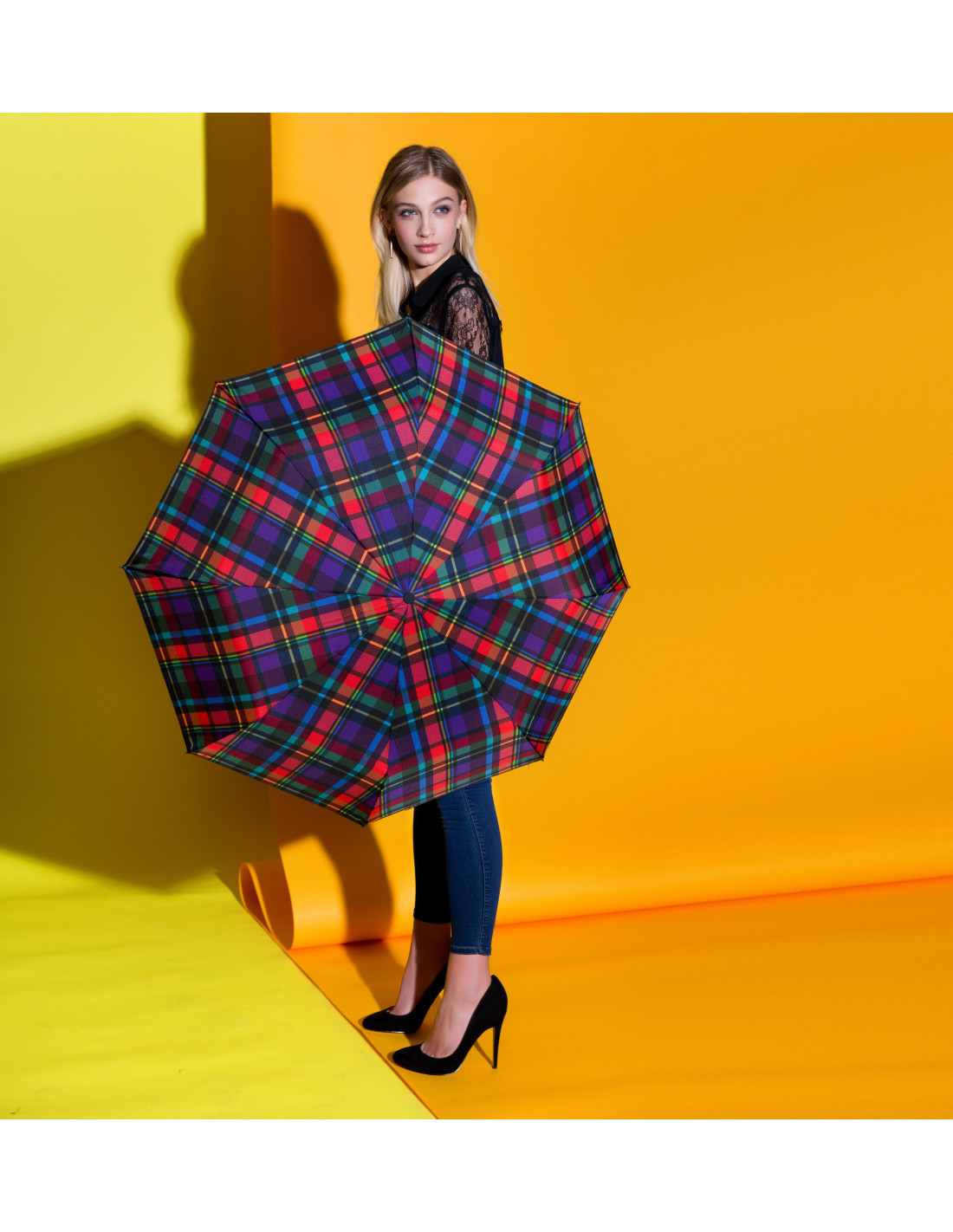 Hit Mini káro barevný - skládací deštník