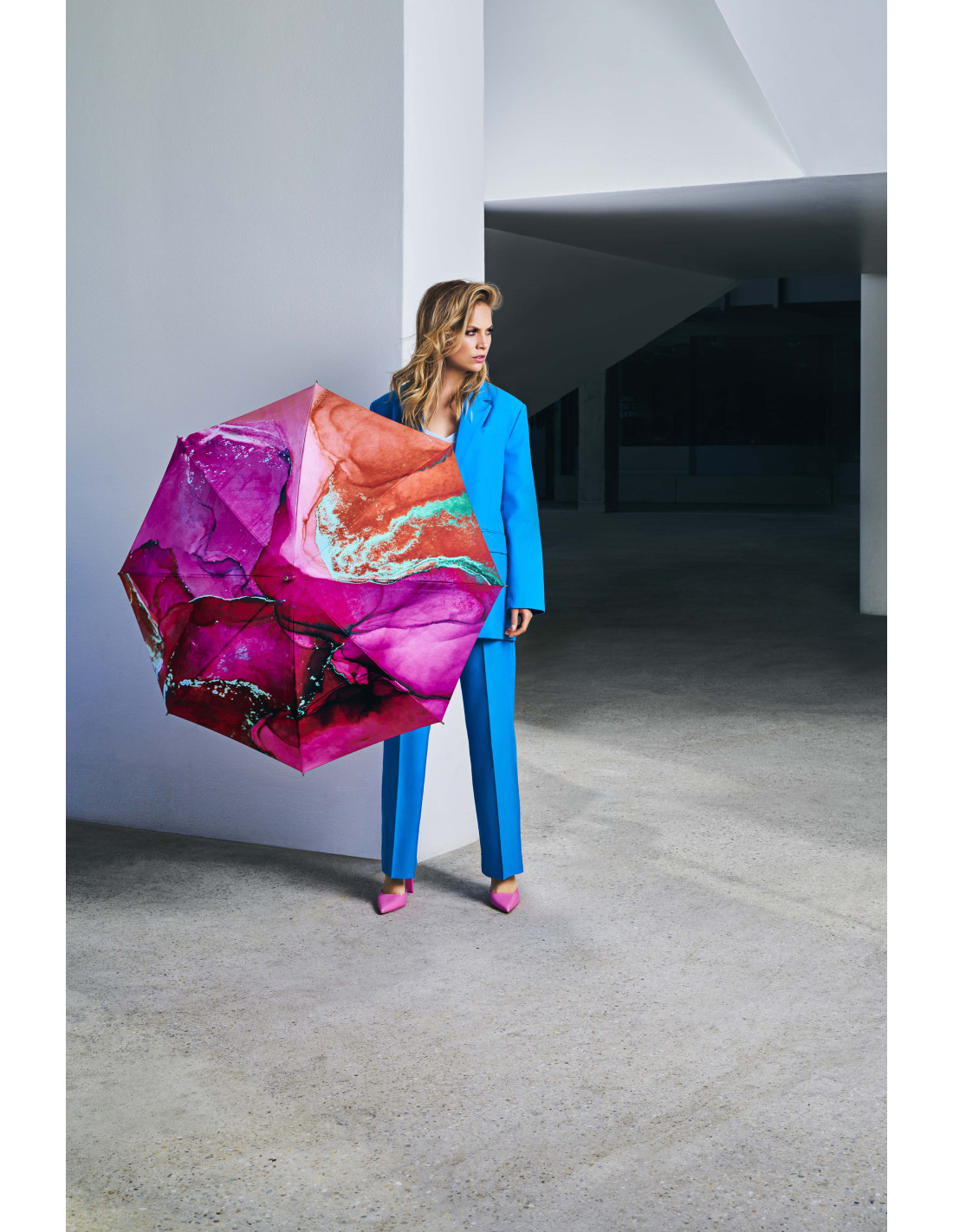 Carbonsteel Long AC MARBLE PINK - dámský holový vystřelovací deštník