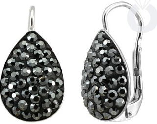 Silvego stříbrné náušnice se Swarovski® Crystals kapka Hematite