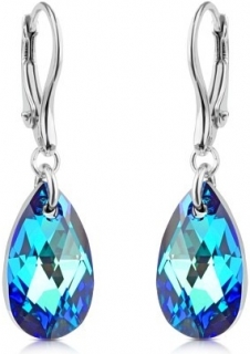 Náušnice stříbrné Kapka Bermuda Blue Swarovski Elements LSW172E
