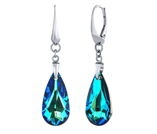 Náušnice stříbrné Kapka Bermuda Blue Swarovski Elements LSW011E