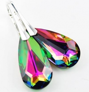 Náušnice stříbrné Kapka Vitrail Medium Swarovski Elements LSW010E