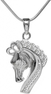 Stříbrný koník CABALLO s micro zirconia - JJJP0099