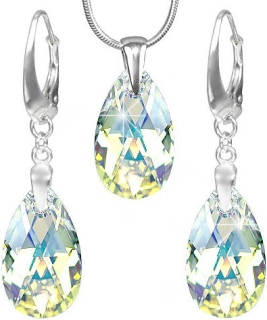 Stříbrná souprava vyrobena s CRYSTALLIZED™ Swarovski Elements KAPKA 22mm LSW076S