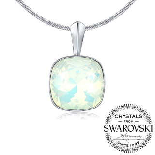 SILVEGO stříbrný přívěsek se Swarovski® Crystals bílý opál 12mm