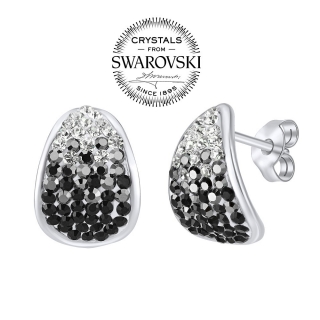 SILVEGO stříbrné náušnice se Swarovski® Crystals 14 mm černé SILVEGOBC36093 