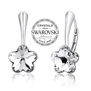 Silvego stříbrné náušnice se Swarovski® Crystals květ čirý VSW016E-clear