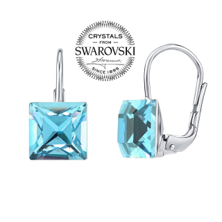 SILVEGO stříbrné náušnice se Swarovski® Crystals Aquamarine SILVEGOVSW073E