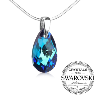 Silvego stříbrný přívěsek Kapka 16mm se Swarovski® Crystals Bermuda Blue LSW172P