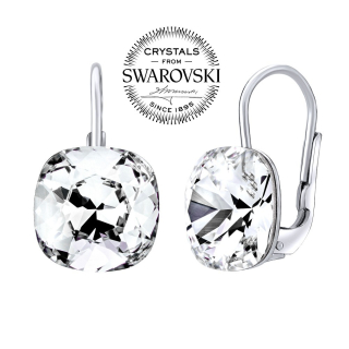 SILVEGO stříbrné náušnice se Swarovski® Crystals square 10 mm SILVEGOVSW070