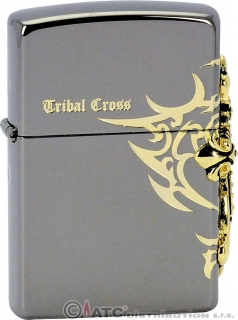 Benzínový zapalovač Zippo SIDE TRIBAL CROSS EMBLEM 28158