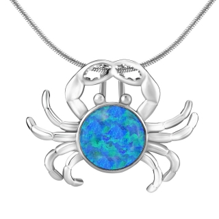 Stříbrný přívěsek KRAB s modrým opálem JJJP1191