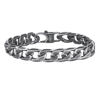 WEST SIDE náramek BLACK CURB z chirurgické oceli 22,5 cm TJWB034